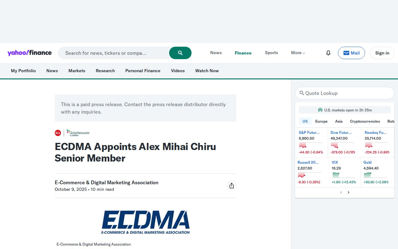 ECDMA Appoints Alex Mihai Chiru Senior Member