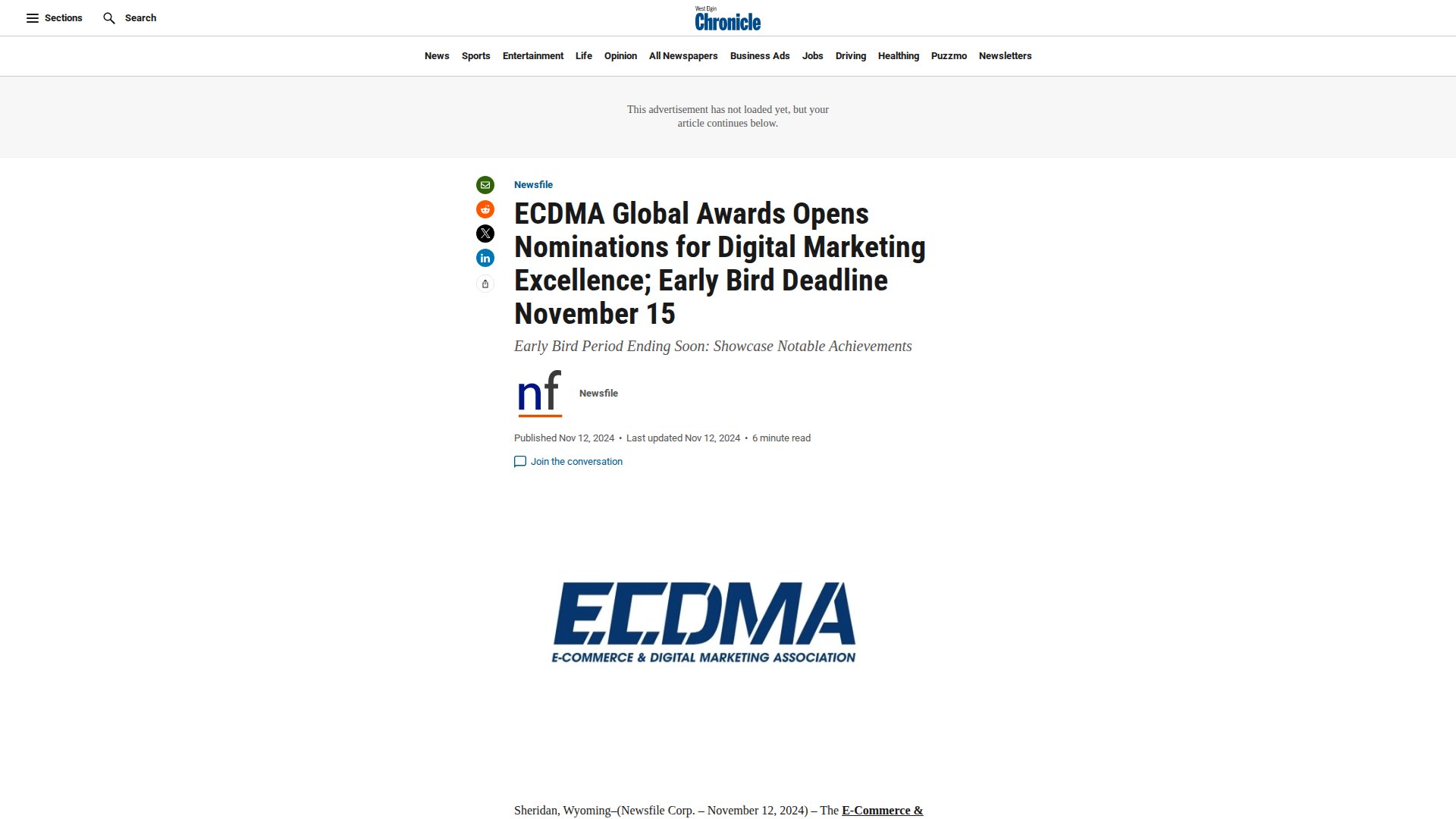 ECDMA Global Awards Opens Nominations for Digital Marketing Excellence; Early Bird Deadline November 15