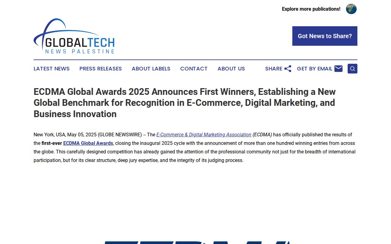 ECDMA Global Awards 2025 Announces First Winners, Establishing a New Global Benchmark for Recognition in E-Commerce, Digital Marketing, and Business Innovation | Global Tech News Palestine