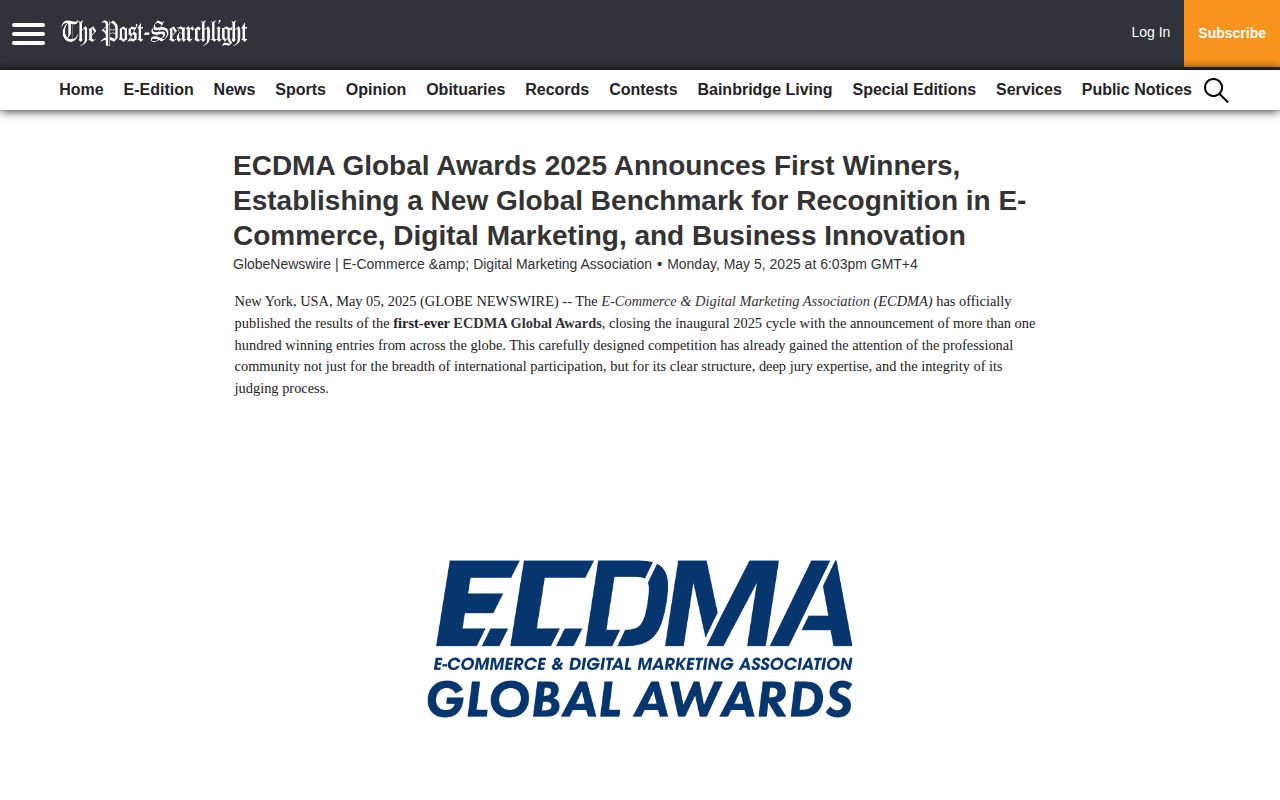 ECDMA Global Awards 2025 Announces First Winners, Establishing a New Global Benchmark for Recognition in E-Commerce, Digital Marketing, and Business Innovation