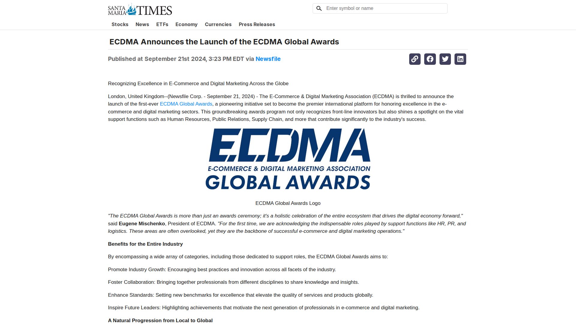 ECDMA Announces the Launch of the ECDMA Global Awards