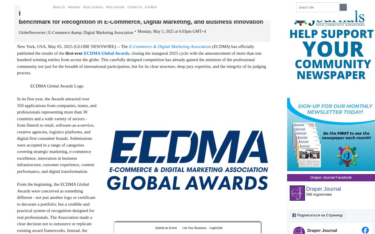 ECDMA Global Awards 2025 Announces First Winners, Establishing a New Global Benchmark for Recognition in E-Commerce, Digital Marketing, and Business Innovation