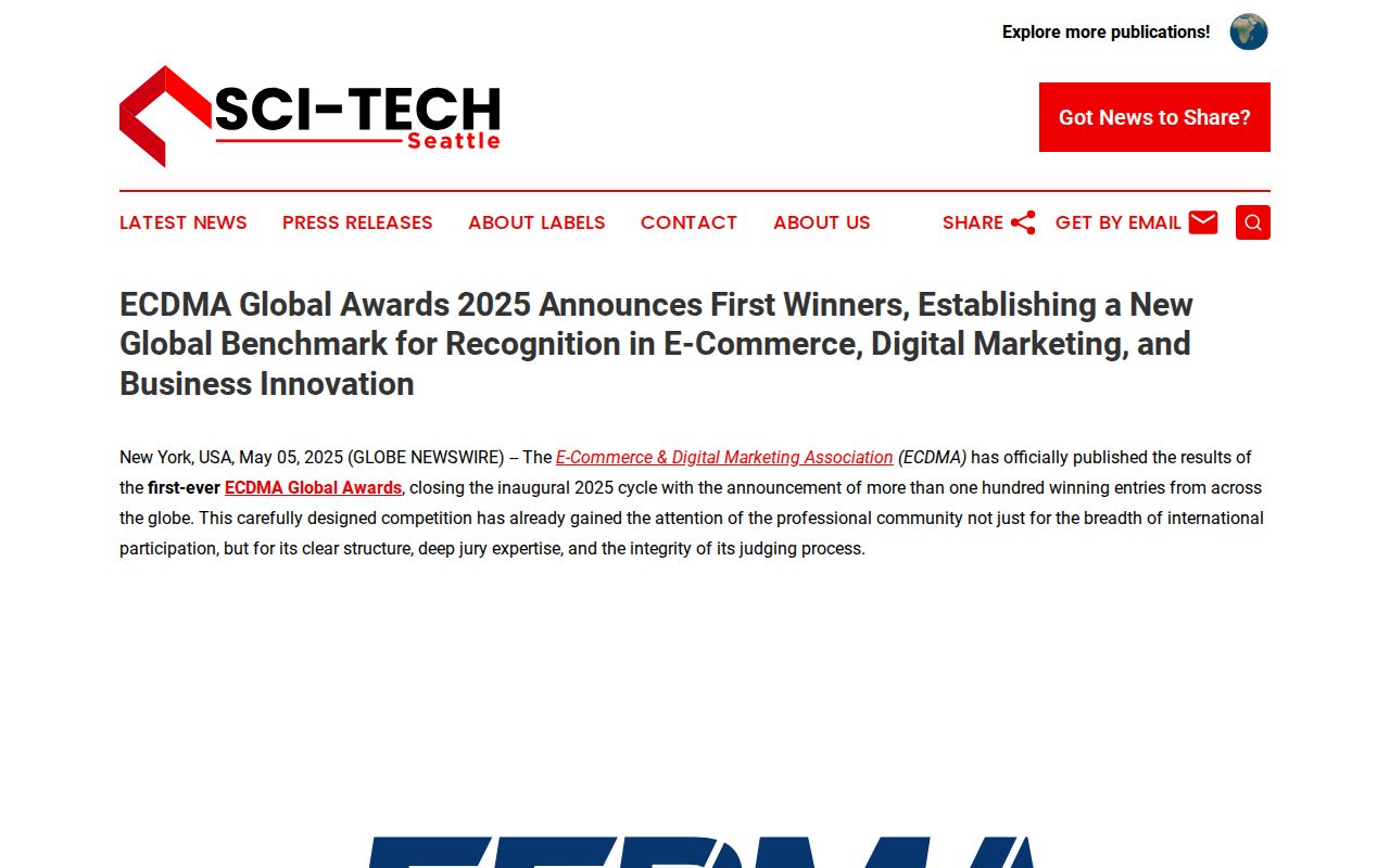 ECDMA Global Awards 2025 Announces First Winners, Establishing a New Global Benchmark for Recognition in E-Commerce, Digital Marketing, and Business Innovation | Sci-Tech Seattle