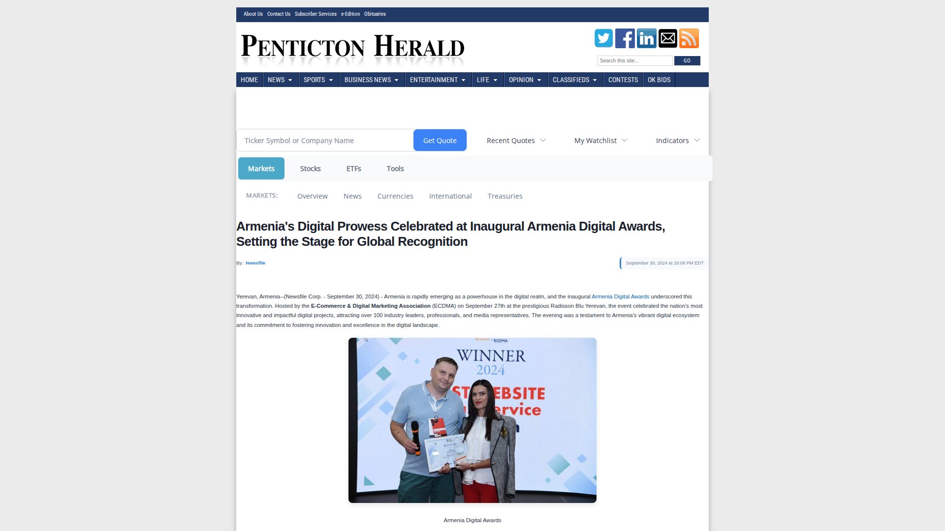 Armenia's Digital Prowess Celebrated at Inaugural Armenia Digital Awards, Setting the Stage for Global Recognition