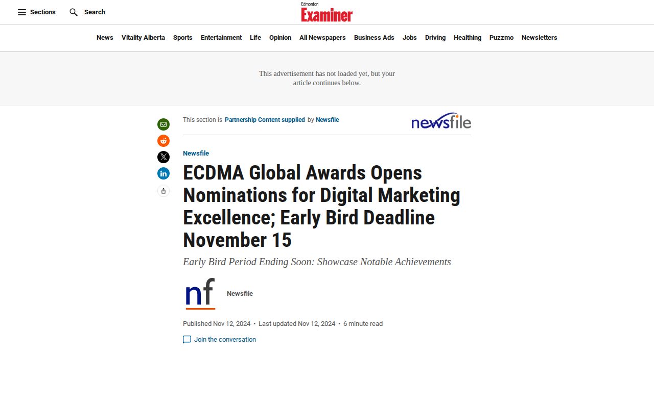 ECDMA Global Awards Opens Nominations for Digital Marketing Excellence; Early Bird Deadline November 15