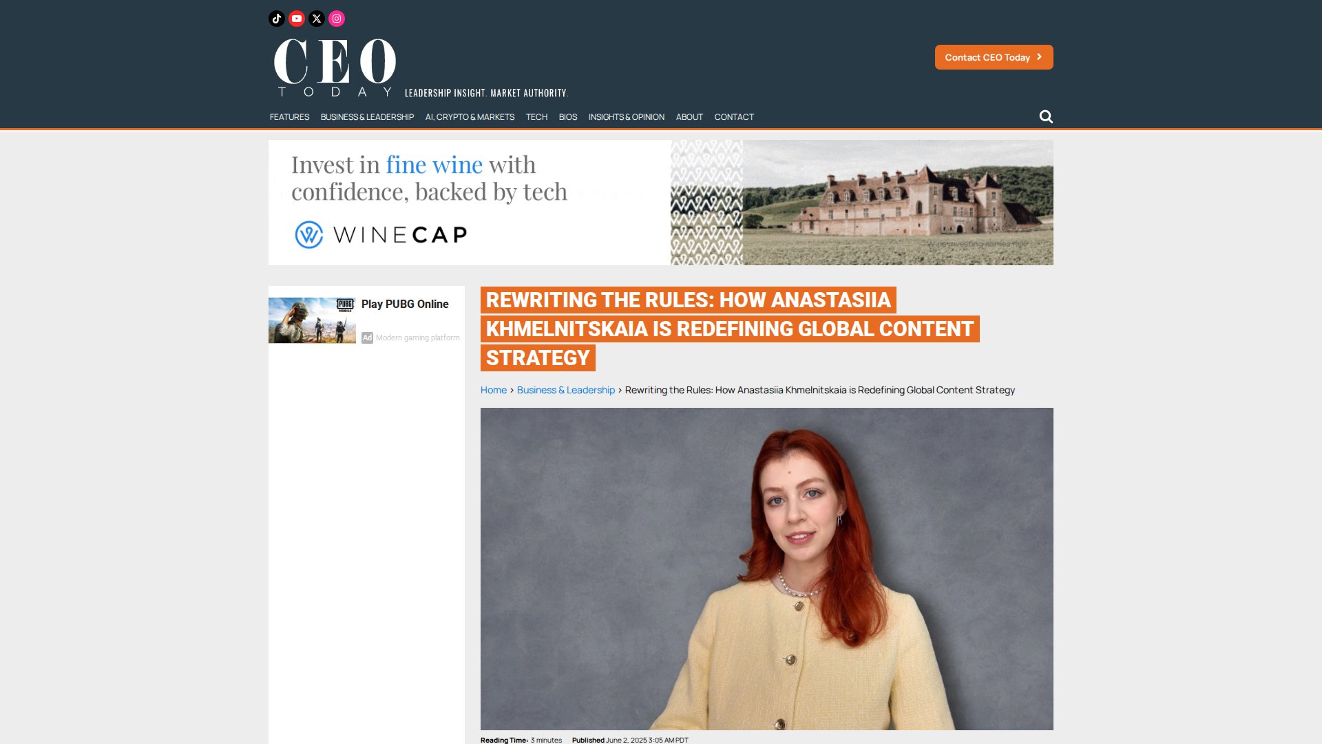 Rewriting the Rules: How Anastasiia Khmelnitskaia is Redefining Global Content Strategy - CEO Today