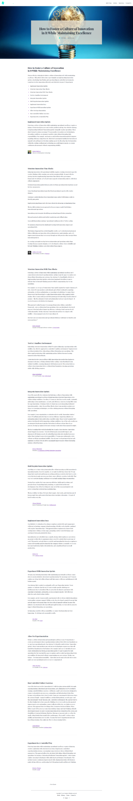 How to Foster a Culture of Innovation in It While Maintaining Excellence