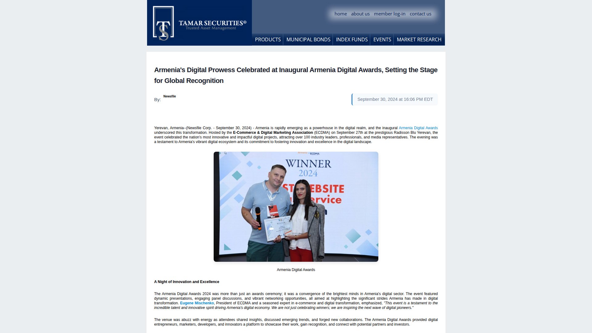 Armenia's Digital Prowess Celebrated at Inaugural Armenia Digital Awards, Setting the Stage for Global Recognition