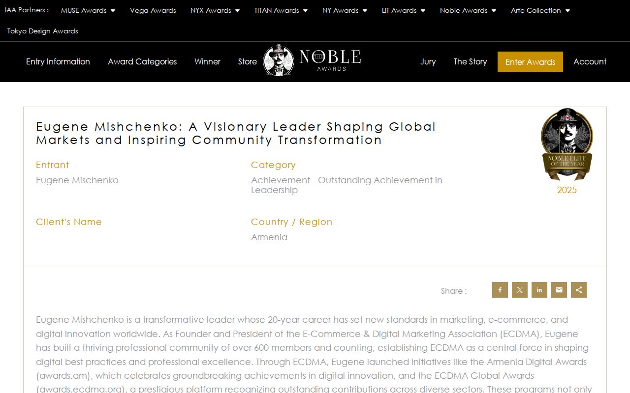 Noble Business Awards | Eugene Mishchenko: A Visionary Leader Shaping Global Markets and Inspiring Community Transformation