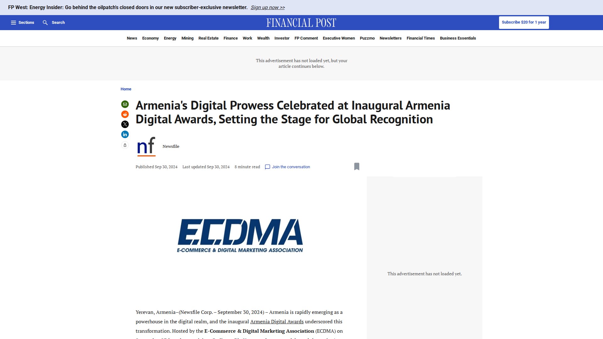 Armenia's Digital Prowess Celebrated at Inaugural Armenia Digital Awards, Setting the Stage for Global Recognition