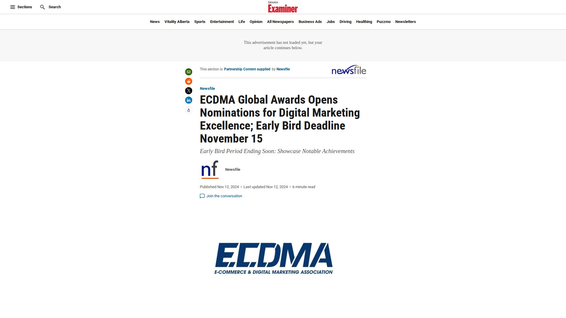 ECDMA Global Awards Opens Nominations for Digital Marketing Excellence; Early Bird Deadline November 15