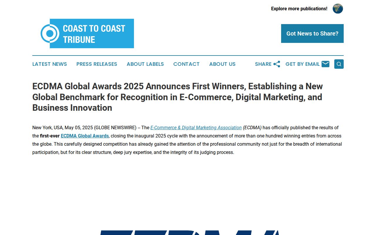 ECDMA Global Awards 2025 Announces First Winners, Establishing a New Global Benchmark for Recognition in E-Commerce, Digital Marketing, and Business Innovation | Coast To Coast Tribune