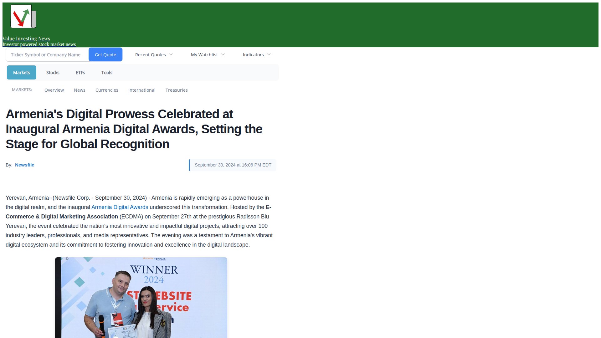 Armenia's Digital Prowess Celebrated at Inaugural Armenia Digital Awards, Setting the Stage for Global Recognition