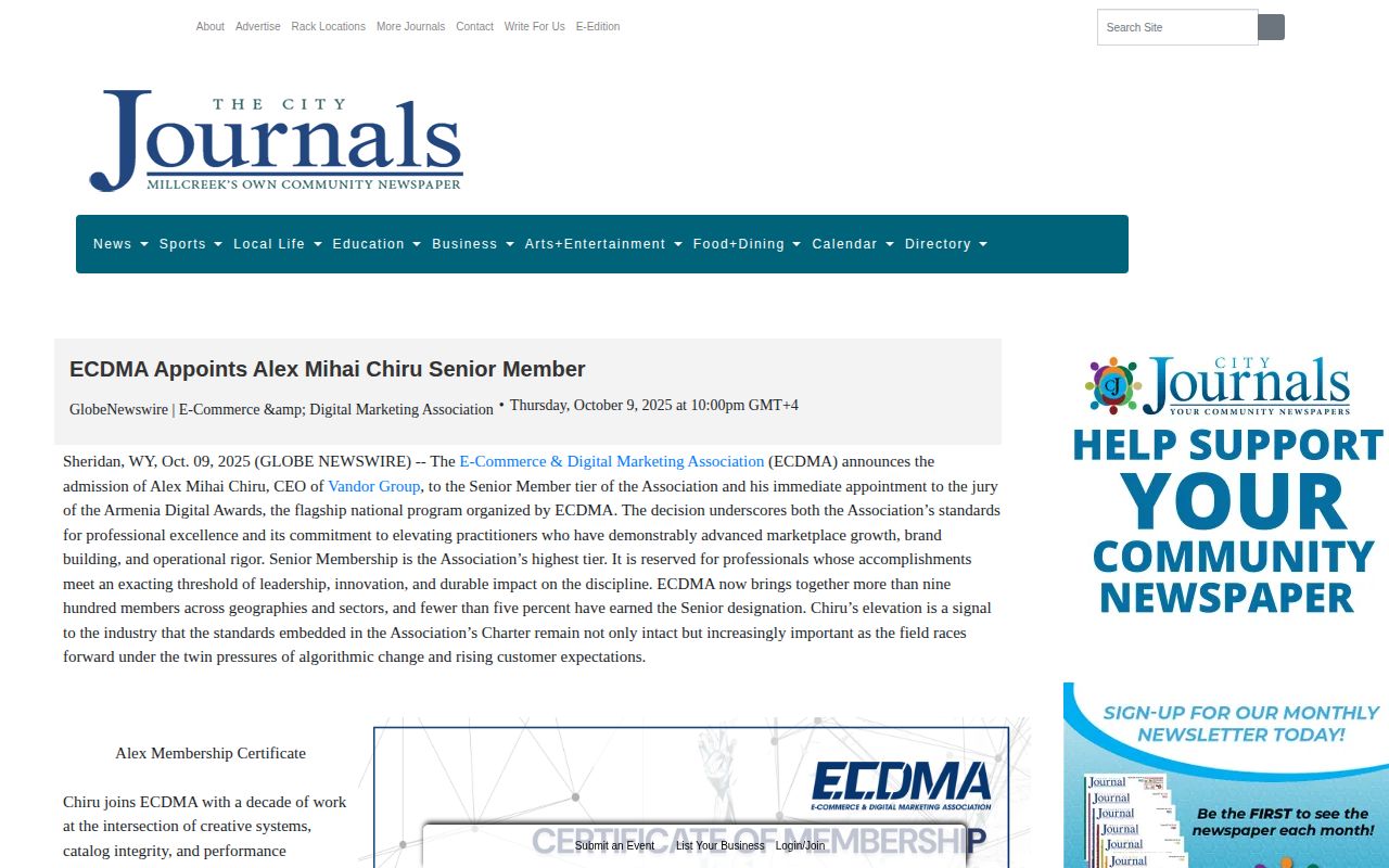 ECDMA Appoints Alex Mihai Chiru Senior Member