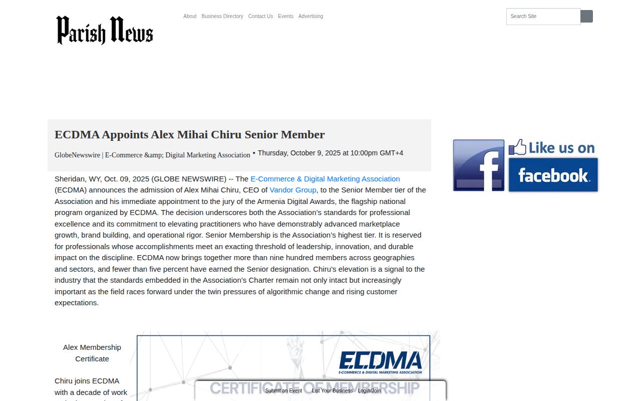 ECDMA Appoints Alex Mihai Chiru Senior Member