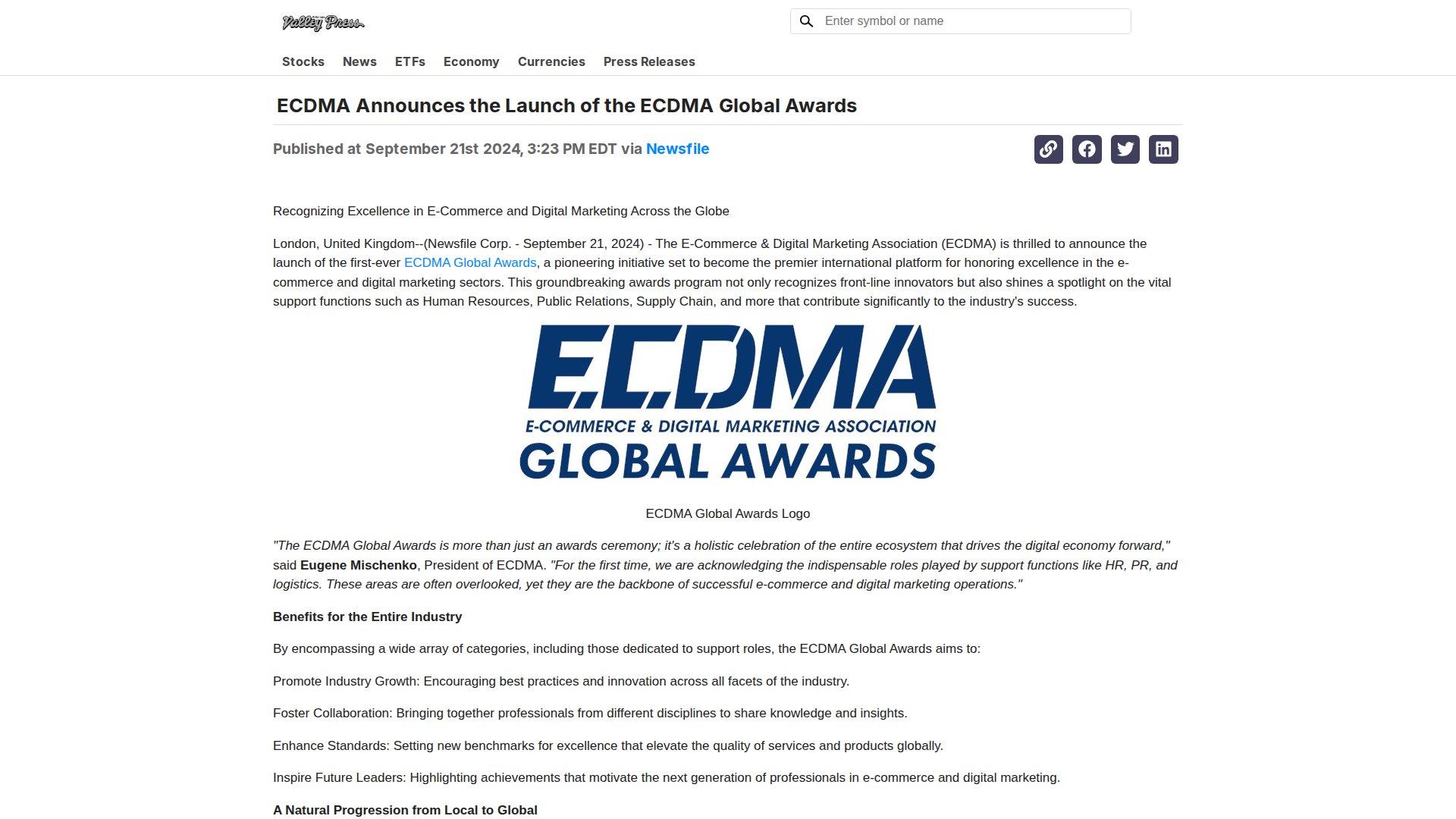 ECDMA Announces the Launch of the ECDMA Global Awards