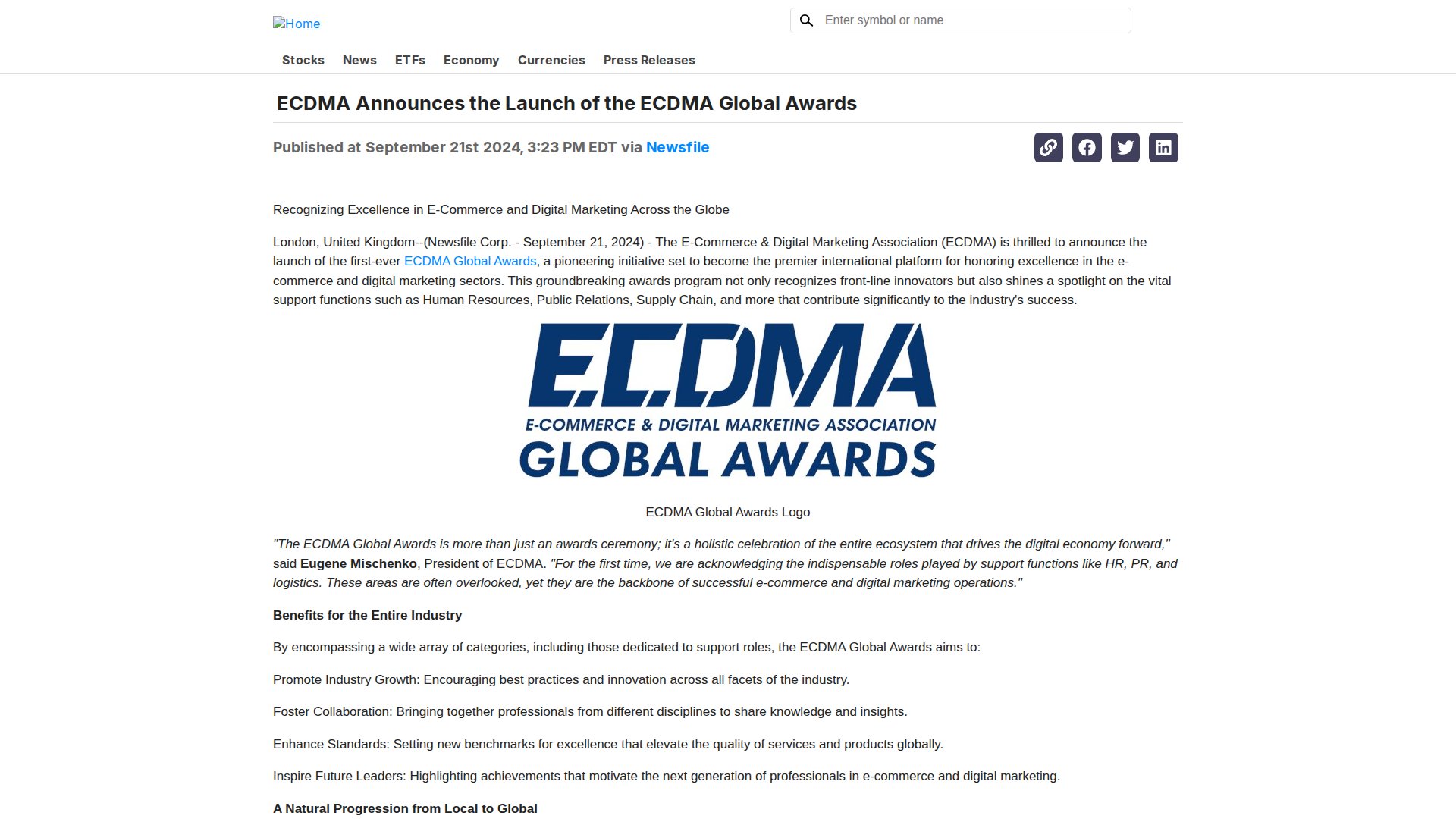 ECDMA Announces the Launch of the ECDMA Global Awards