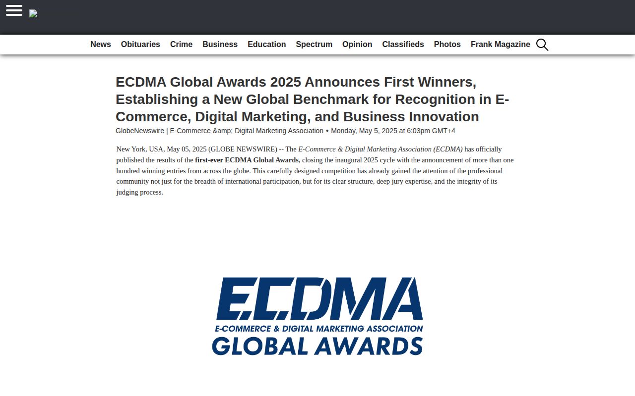 ECDMA Global Awards 2025 Announces First Winners, Establishing a New Global Benchmark for Recognition in E-Commerce, Digital Marketing, and Business Innovation