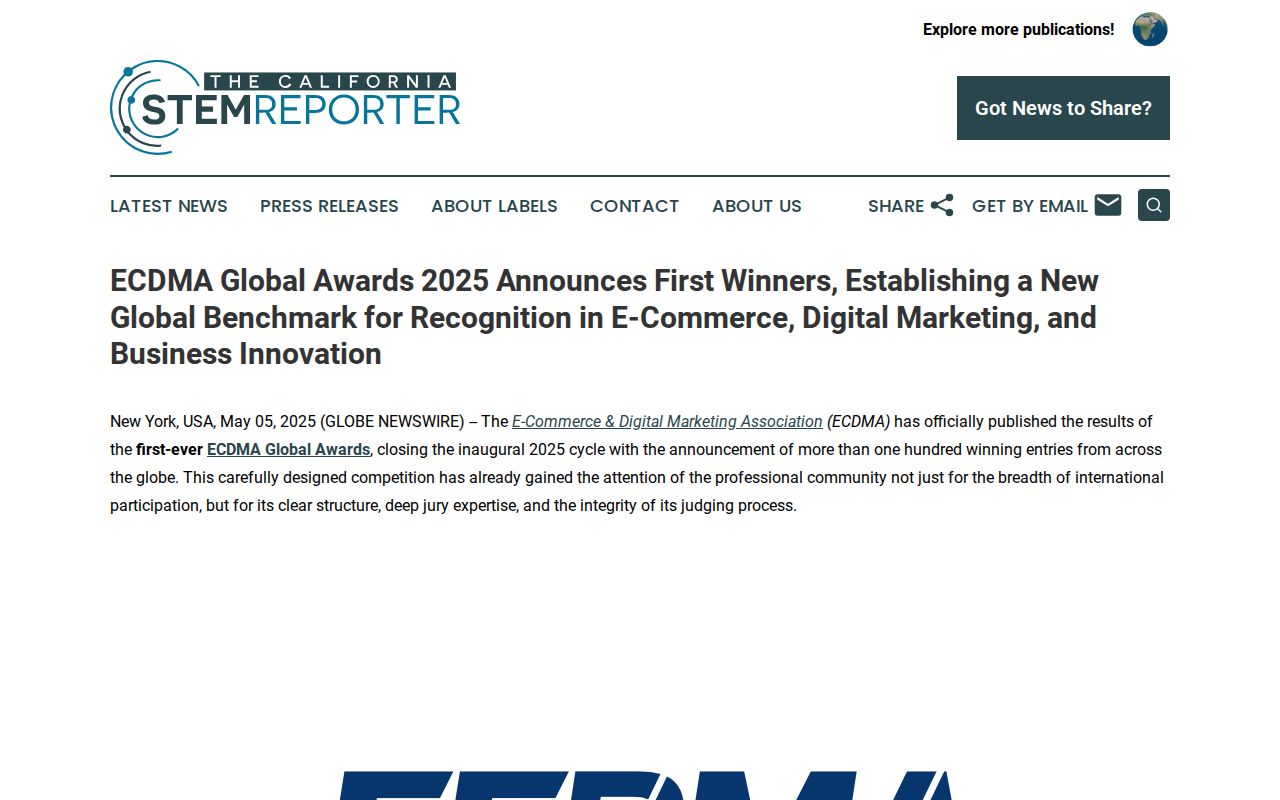 ECDMA Global Awards 2025 Announces First Winners, Establishing a New Global Benchmark for Recognition in E-Commerce, Digital Marketing, and Business Innovation | The California STEM Reporter