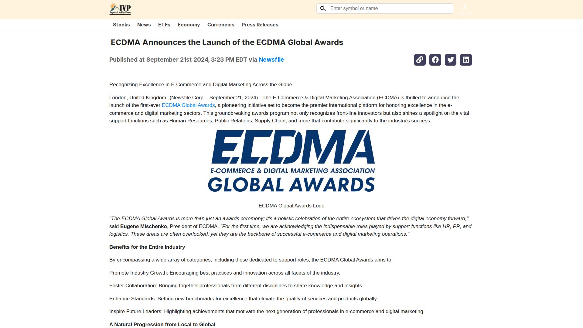 ECDMA Announces the Launch of the ECDMA Global Awards