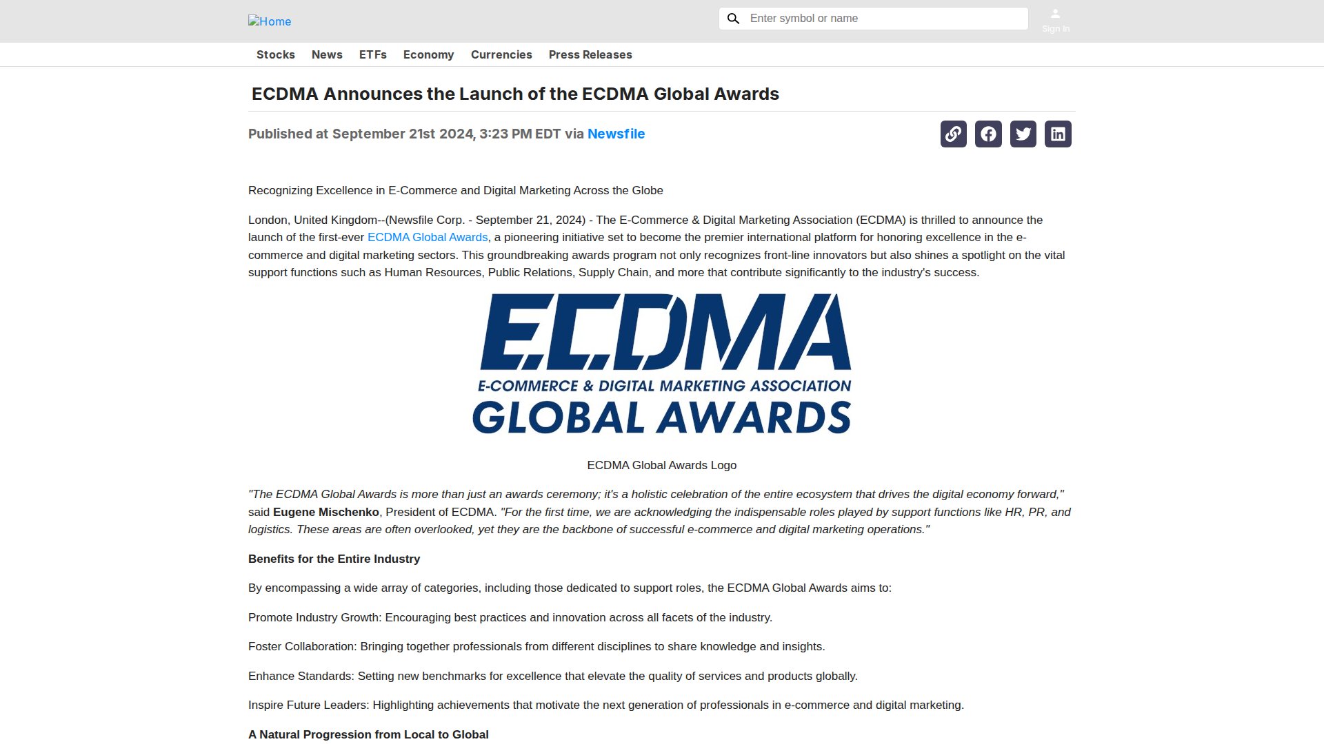 ECDMA Announces the Launch of the ECDMA Global Awards