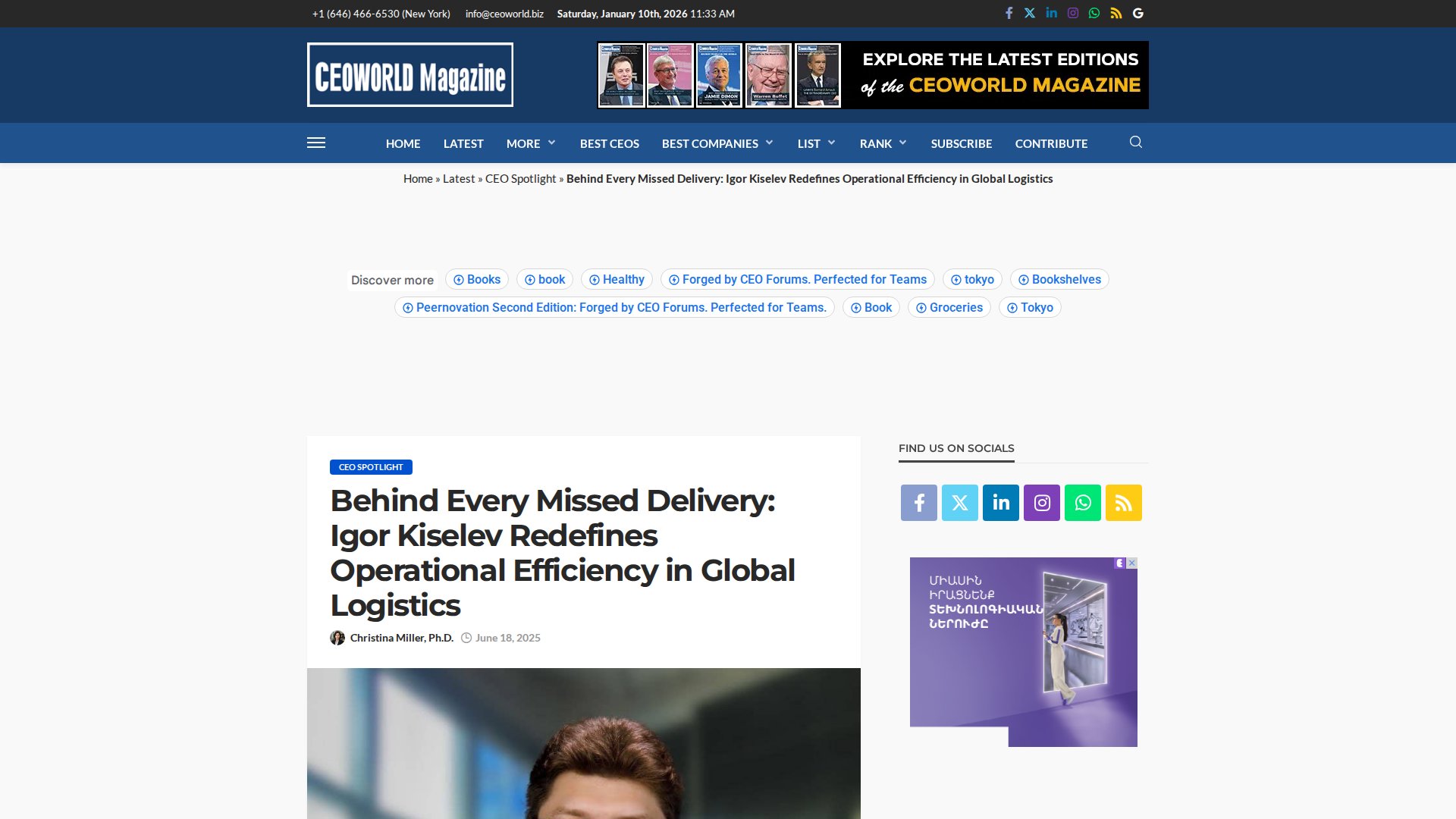 Behind Every Missed Delivery: Igor Kiselev Redefines Operational Efficiency in Global Logistics - CEOWORLD magazine