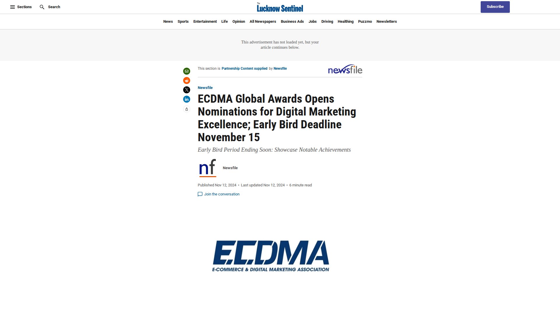 ECDMA Global Awards Opens Nominations for Digital Marketing Excellence; Early Bird Deadline November 15