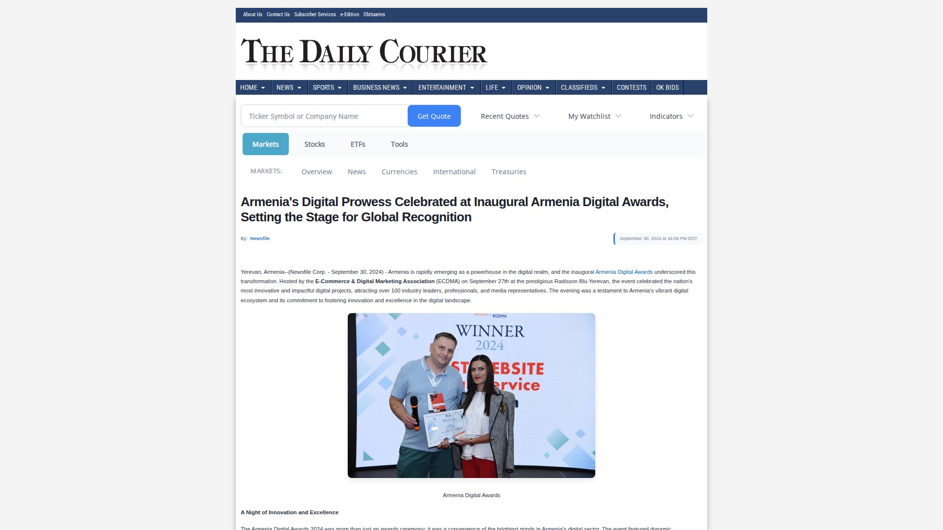 Armenia's Digital Prowess Celebrated at Inaugural Armenia Digital Awards, Setting the Stage for Global Recognition