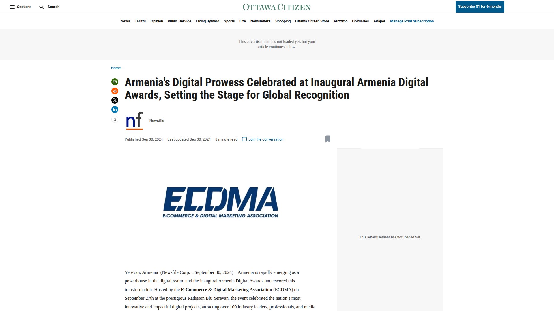 Armenia's Digital Prowess Celebrated at Inaugural Armenia Digital Awards, Setting the Stage for Global Recognition