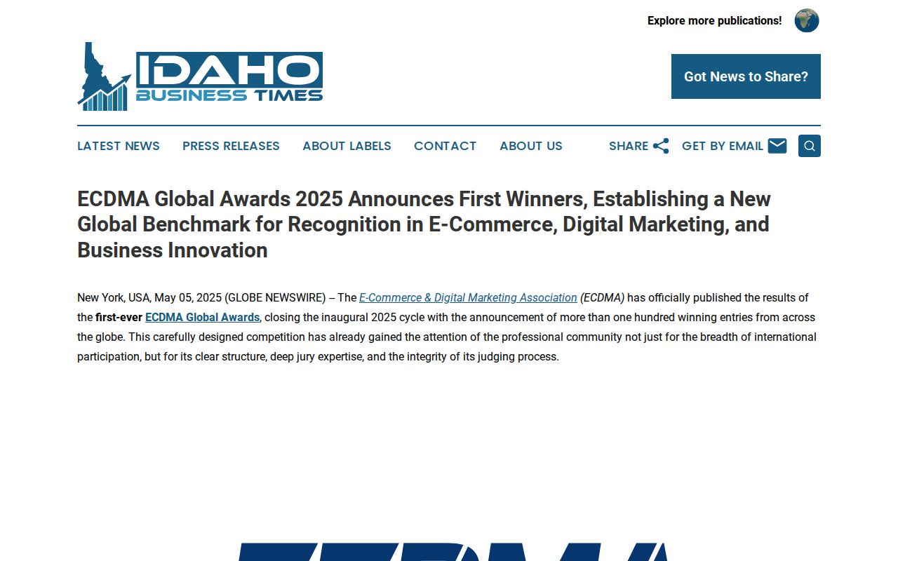 ECDMA Global Awards 2025 Announces First Winners, Establishing a New Global Benchmark for Recognition in E-Commerce, Digital Marketing, and Business Innovation | Idaho Business Times
