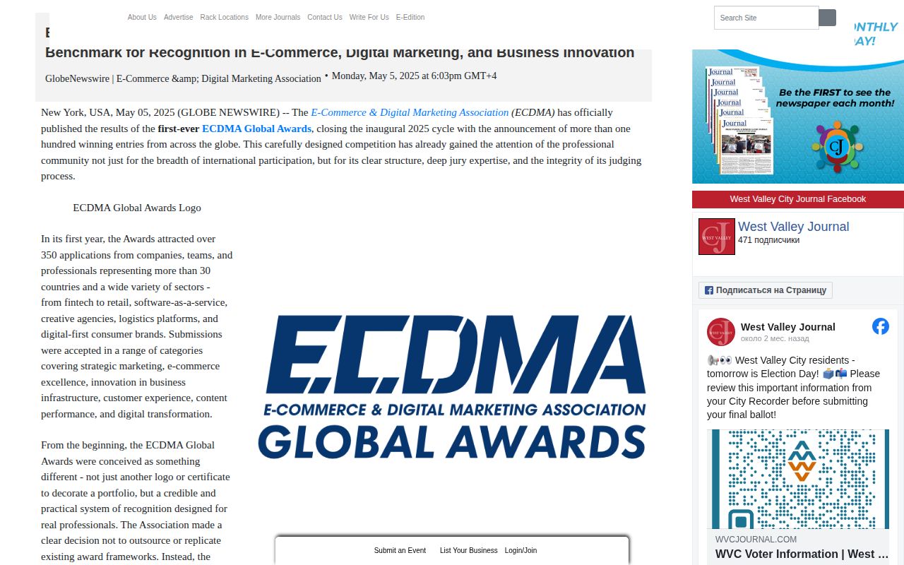 ECDMA Global Awards 2025 Announces First Winners, Establishing a New Global Benchmark for Recognition in E-Commerce, Digital Marketing, and Business Innovation