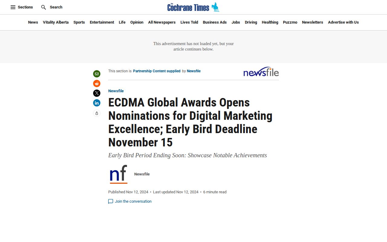 ECDMA Global Awards Opens Nominations for Digital Marketing Excellence; Early Bird Deadline November 15