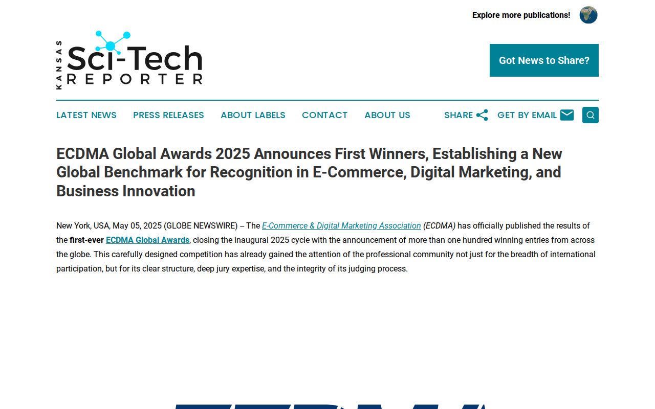 ECDMA Global Awards 2025 Announces First Winners, Establishing a New Global Benchmark for Recognition in E-Commerce, Digital Marketing, and Business Innovation | Kansas Sci-Tech Reporter