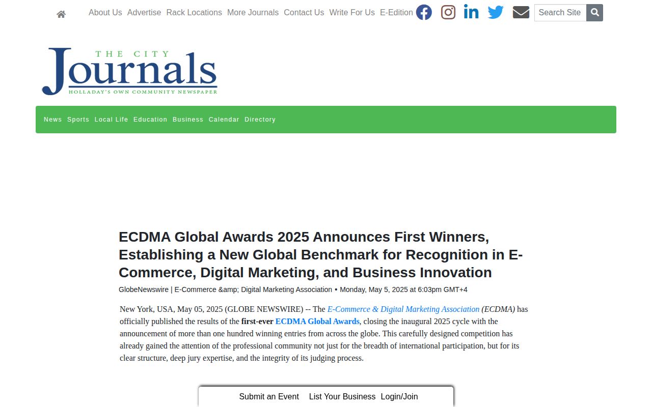 ECDMA Global Awards 2025 Announces First Winners, Establishing a New Global Benchmark for Recognition in E-Commerce, Digital Marketing, and Business Innovation