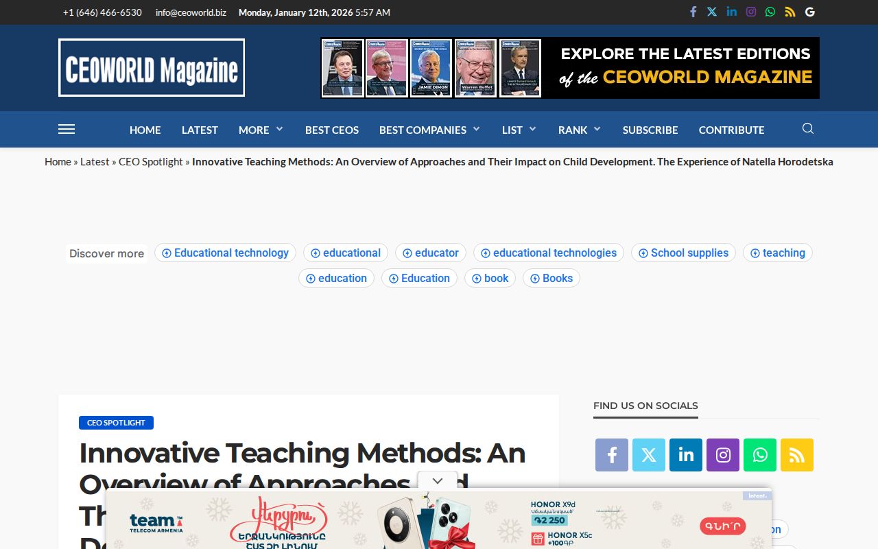 Innovative Teaching Methods: An Overview of Approaches and Their Impact on Child Development. The Experience of Natella Horodetska - CEOWORLD magazine