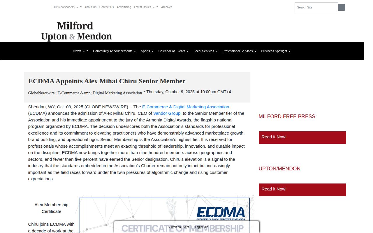 ECDMA Appoints Alex Mihai Chiru Senior Member