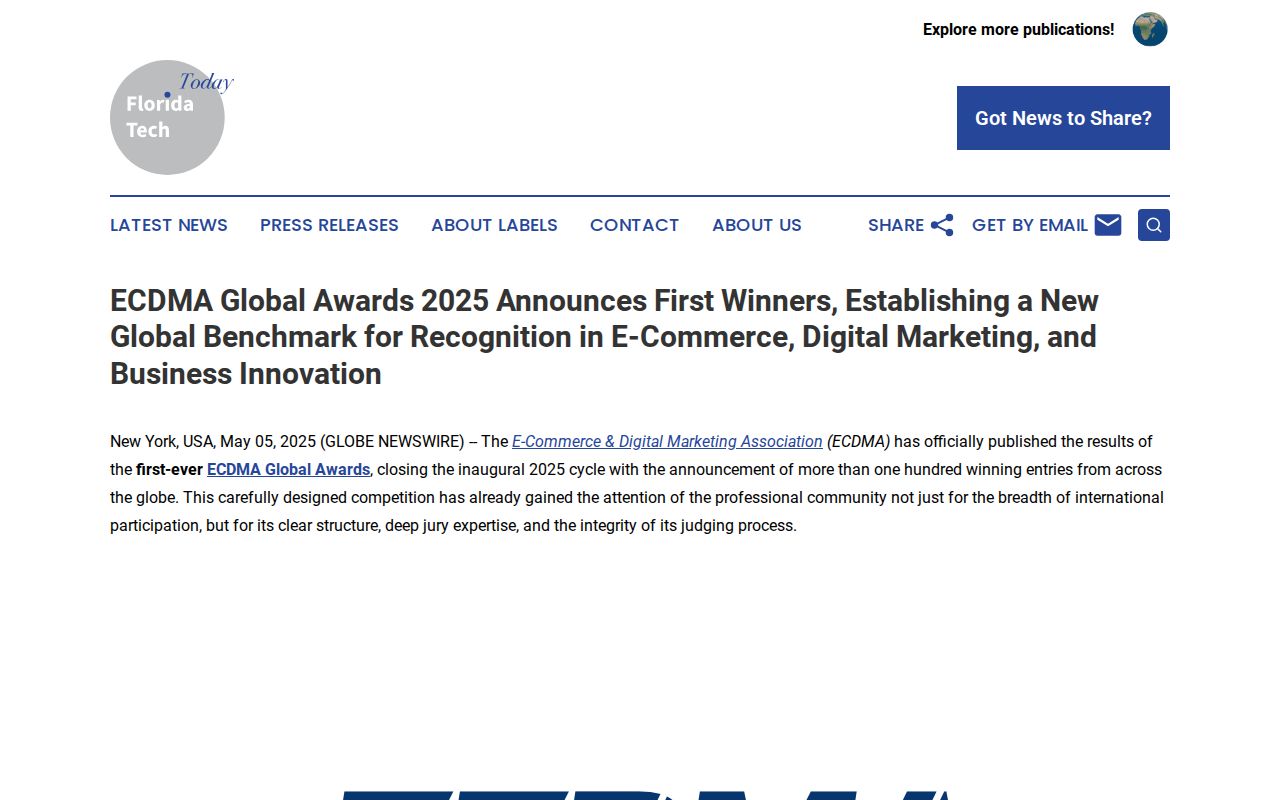 ECDMA Global Awards 2025 Announces First Winners, Establishing a New Global Benchmark for Recognition in E-Commerce, Digital Marketing, and Business Innovation | Florida Tech Today