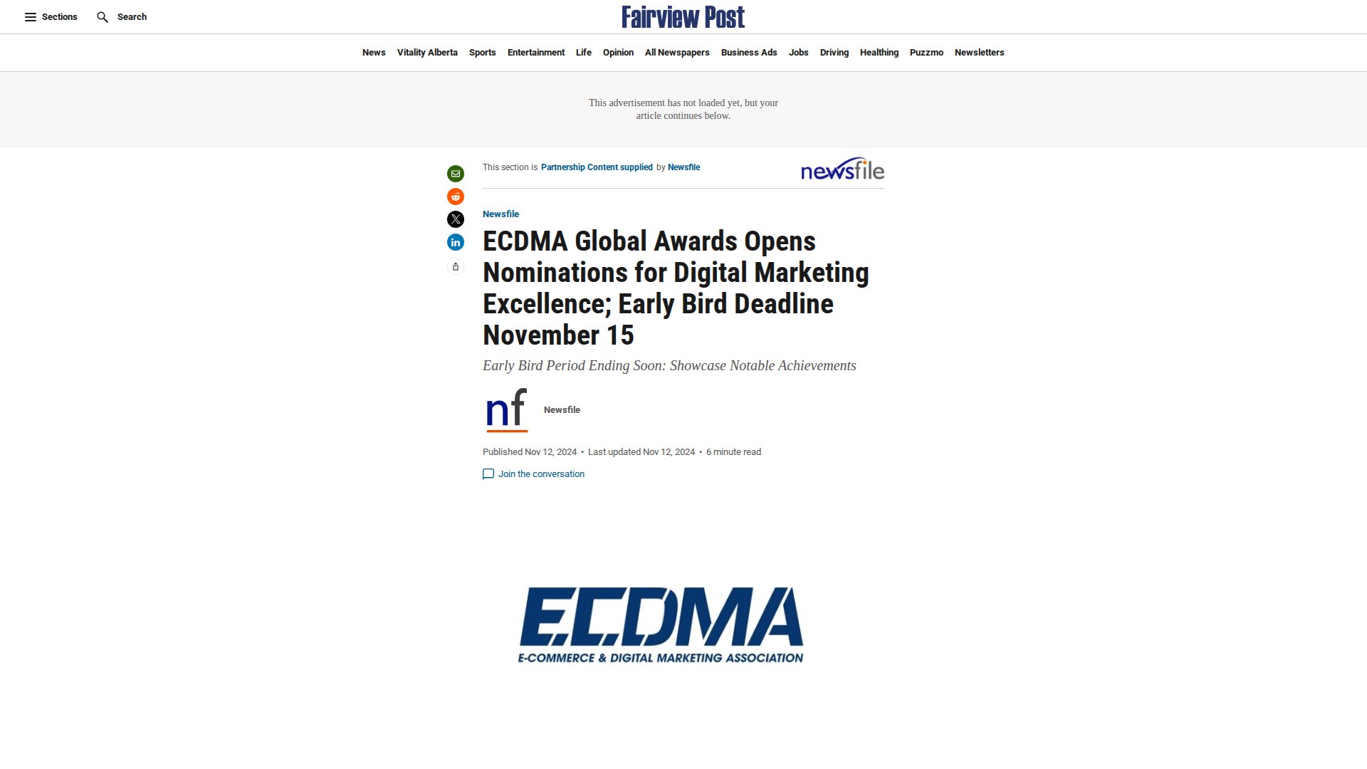 ECDMA Global Awards Opens Nominations for Digital Marketing Excellence; Early Bird Deadline November 15