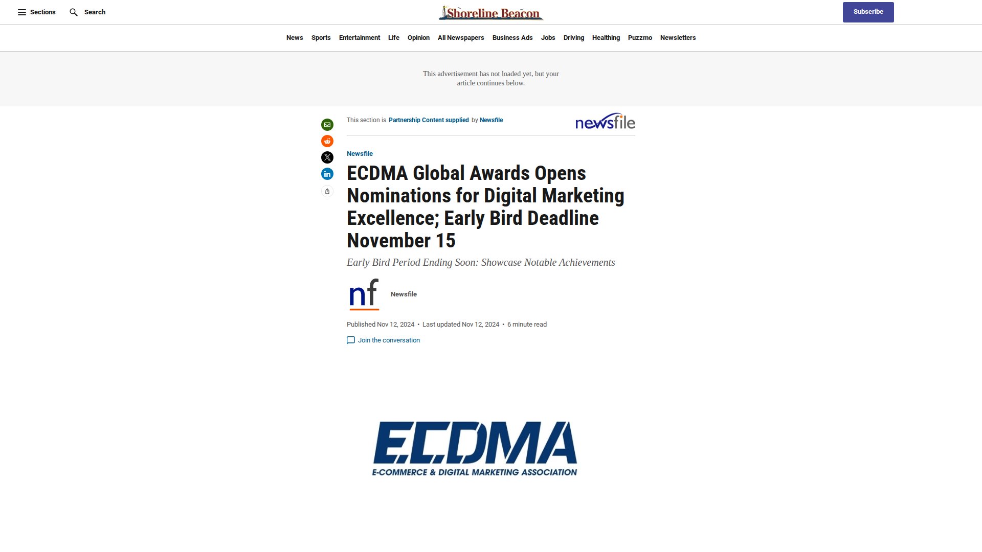 ECDMA Global Awards Opens Nominations for Digital Marketing Excellence; Early Bird Deadline November 15