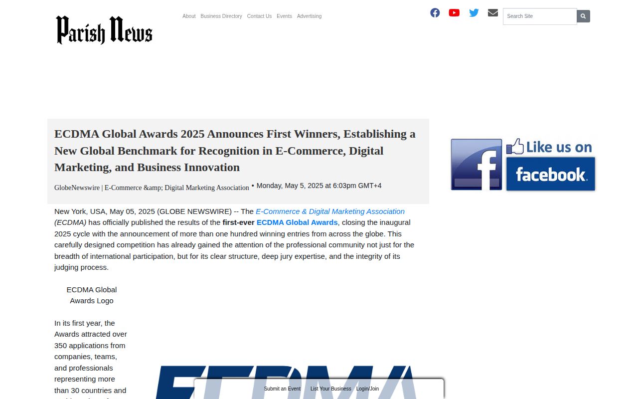 ECDMA Global Awards 2025 Announces First Winners, Establishing a New Global Benchmark for Recognition in E-Commerce, Digital Marketing, and Business Innovation