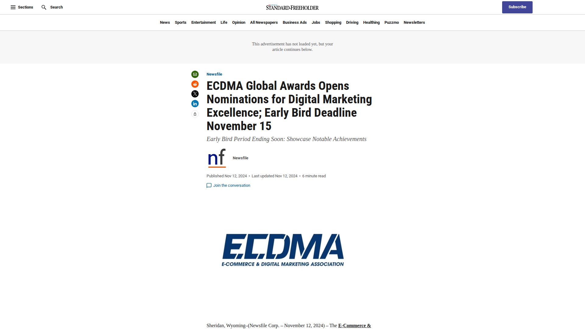 ECDMA Global Awards Opens Nominations for Digital Marketing Excellence; Early Bird Deadline November 15
